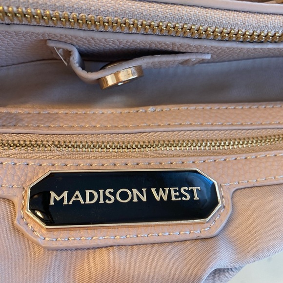 Madison West Pink Satchel Bag Large 13x10 PU Leather Removable Strap Minimalist - Picture 12 of 16